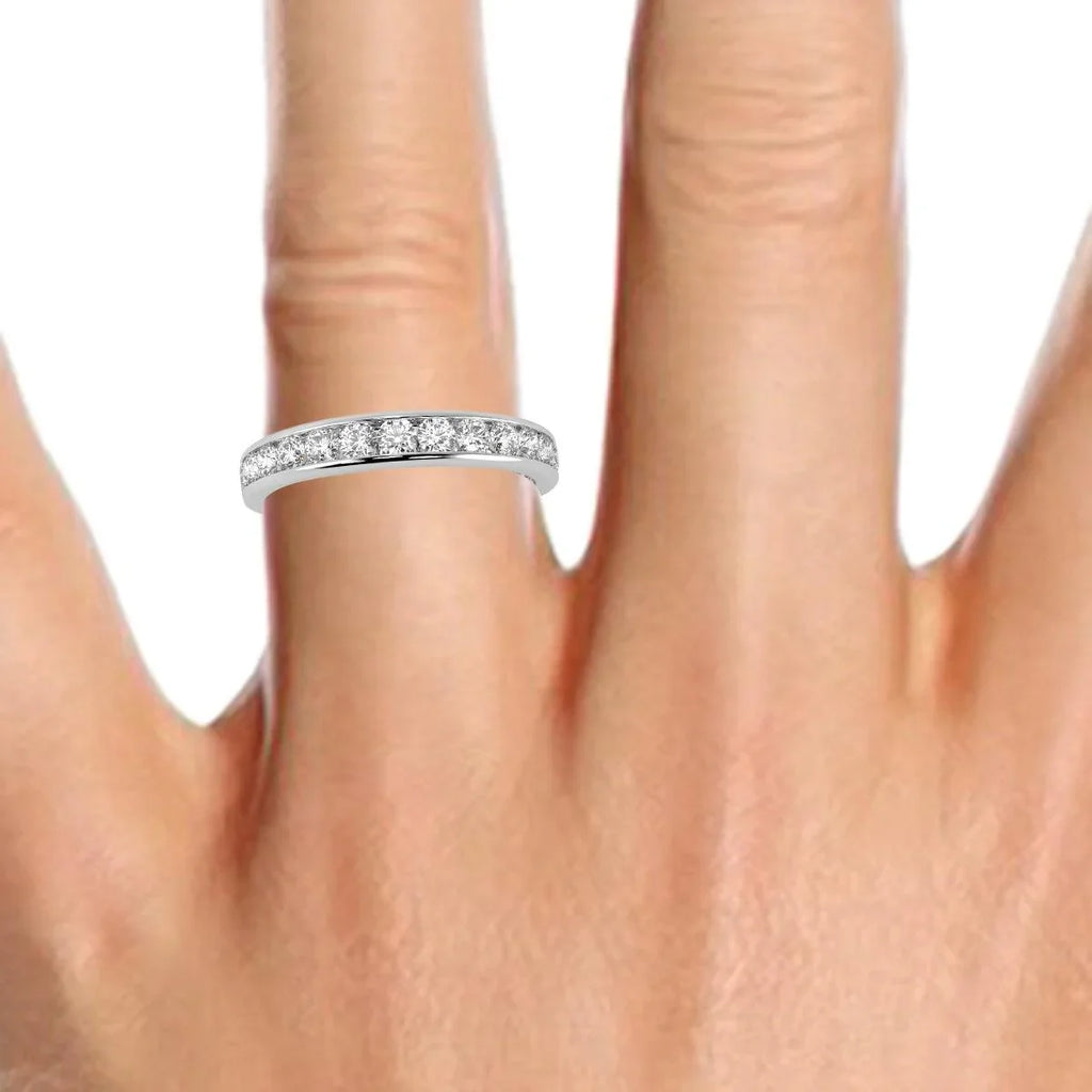 Exceptional White !  Platinum D/VS 1.50Ct Round Diamond Full Eternity Ring for Women's