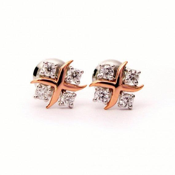 Platinum 0.33Ct Round Diamond Designer Earrings