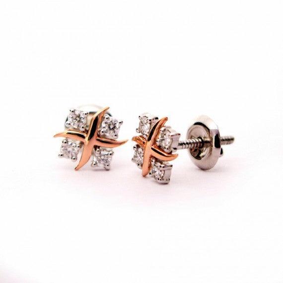 Platinum 0.33Ct Round Diamond Designer Earrings