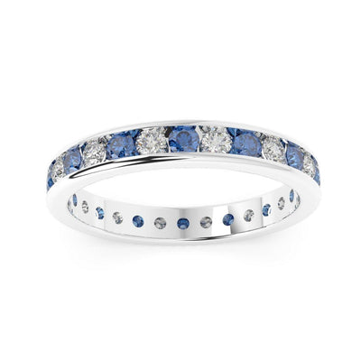 1.50 Ct Sapphire and Diamond Full Eternity Ring in Hallmarked Gold