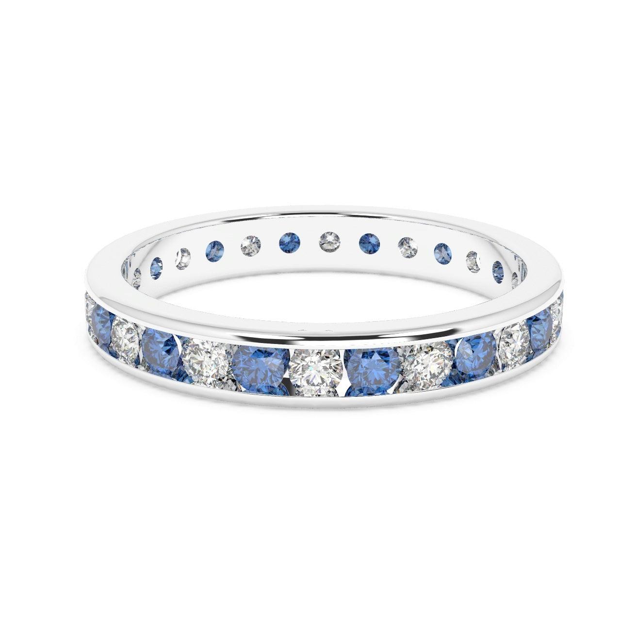 1.50 Ct Sapphire and Diamond Full Eternity Ring in Hallmarked Gold