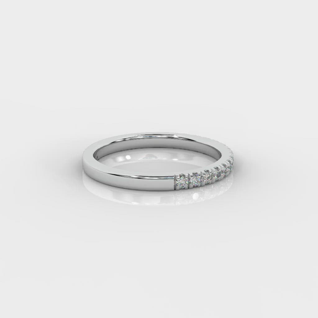 £500 1/4ct Round Diamond Micro Pave Set Half Eternity Ring in White, Yellow, Rose Gold