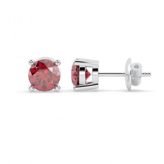 100% Natural 1.00 Ct Ruby Stud Earring , In Gold