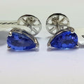 Natural Pear Tanzanite 1.80 Carat  Stud Earring in White Gold