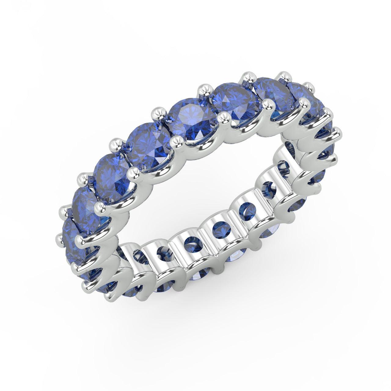 Natural Sapphire U Prong Full Eternity Ring in Hallmarked White Gold 3.00 Carat