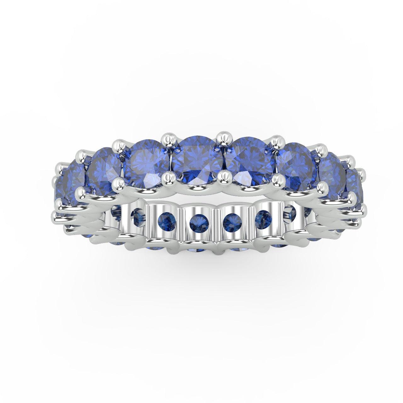 Natural Sapphire U Prong Full Eternity Ring in Hallmarked White Gold 3.00 Carat