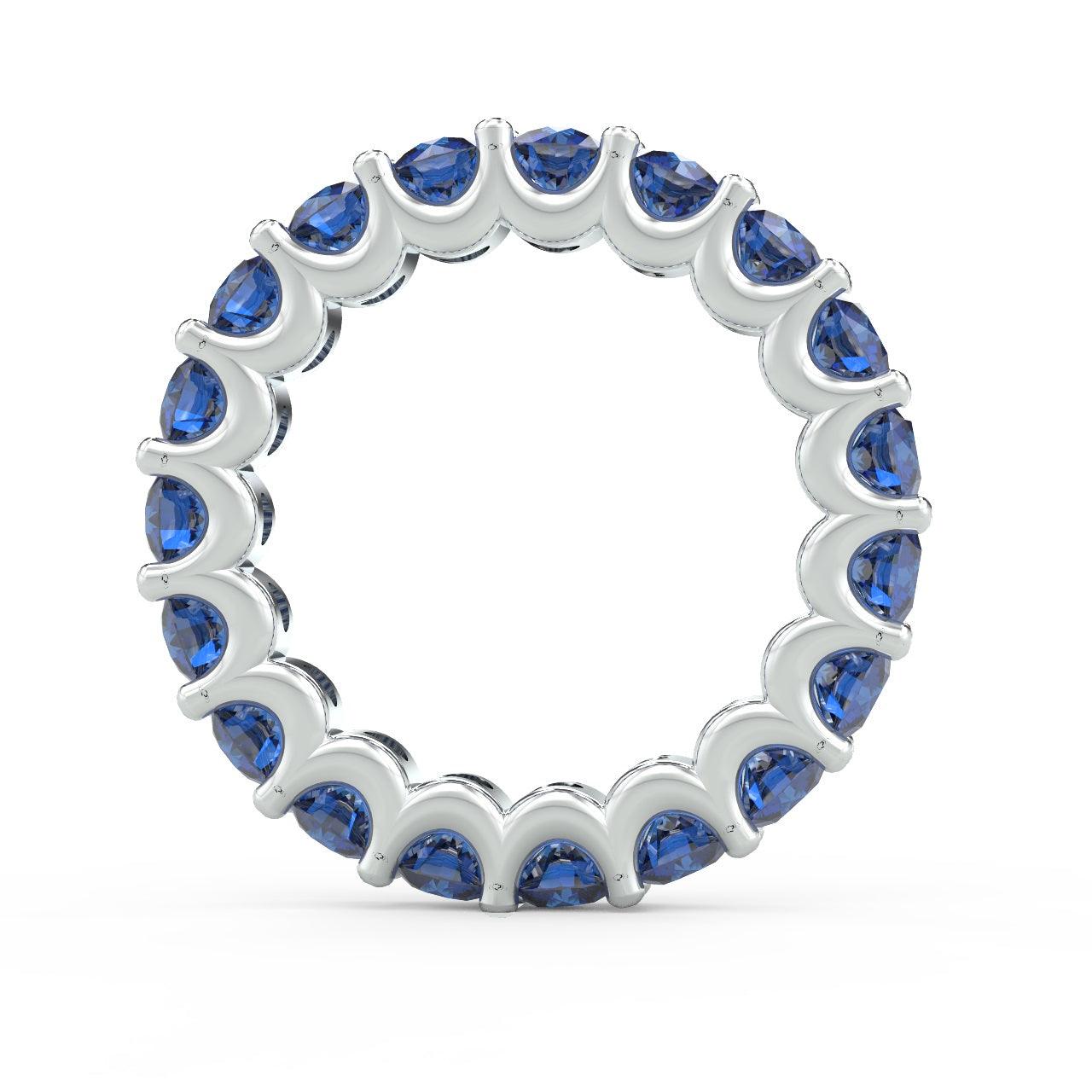 Natural Sapphire U Prong Full Eternity Ring in Hallmarked White Gold 3.00 Carat