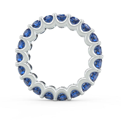 Natural Sapphire U Prong Full Eternity Ring in Hallmarked White Gold 3.00 Carat