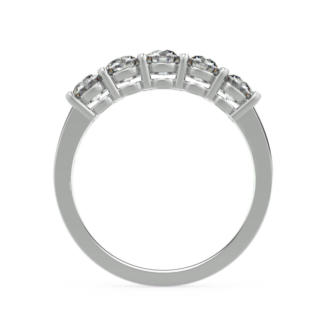 Round Diamond 5 Stone Eternity Ring in Hallmarked Gold & Platinum 0.50Ct D/VVS