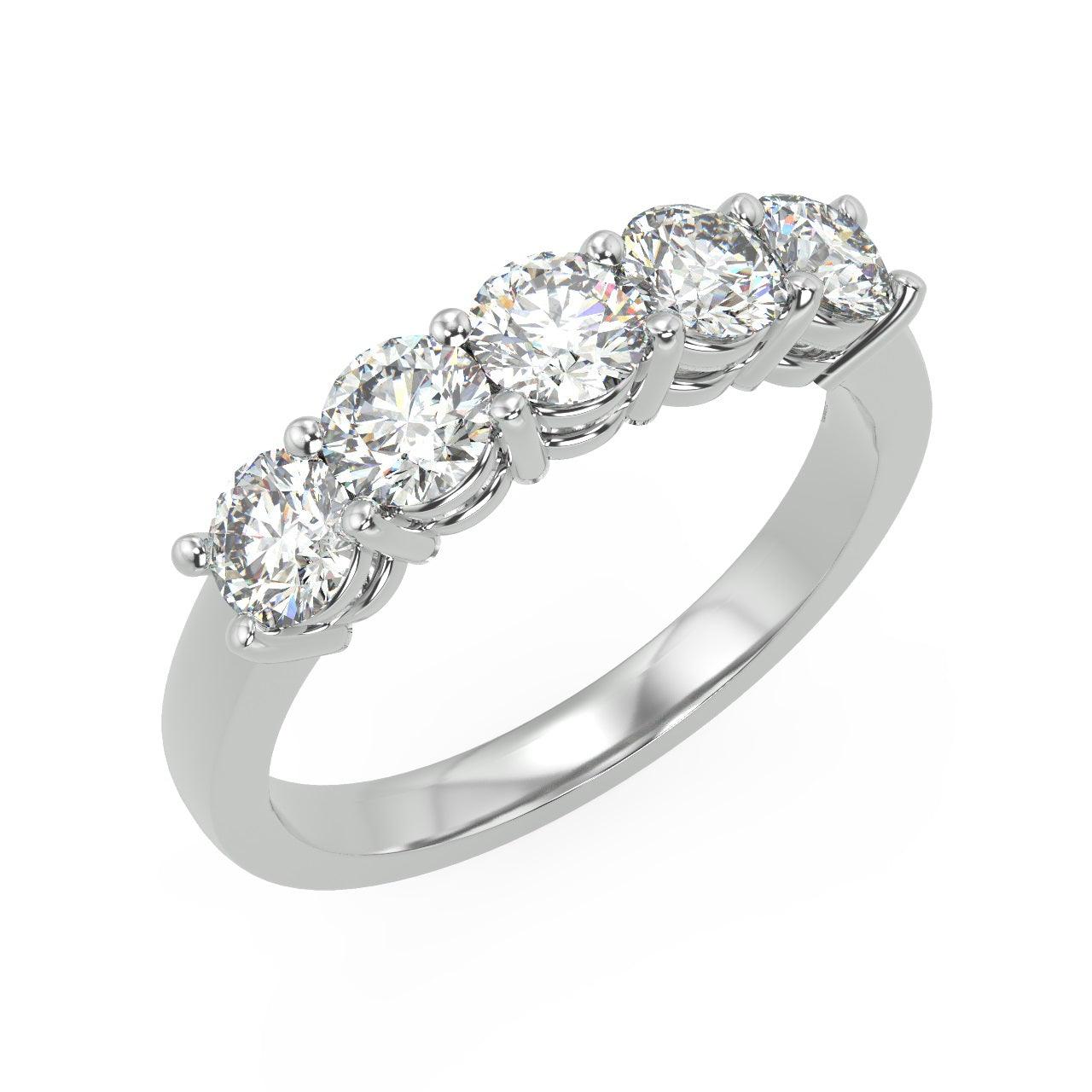 Round Diamond 5 Stone Eternity Ring in Hallmarked Gold & Platinum 0.50Ct D/VVS