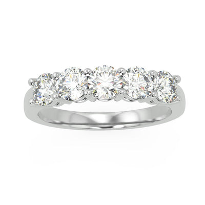 Round Diamond 5 Stone Eternity Ring in Hallmarked Gold & Platinum 0.50Ct D/VVS