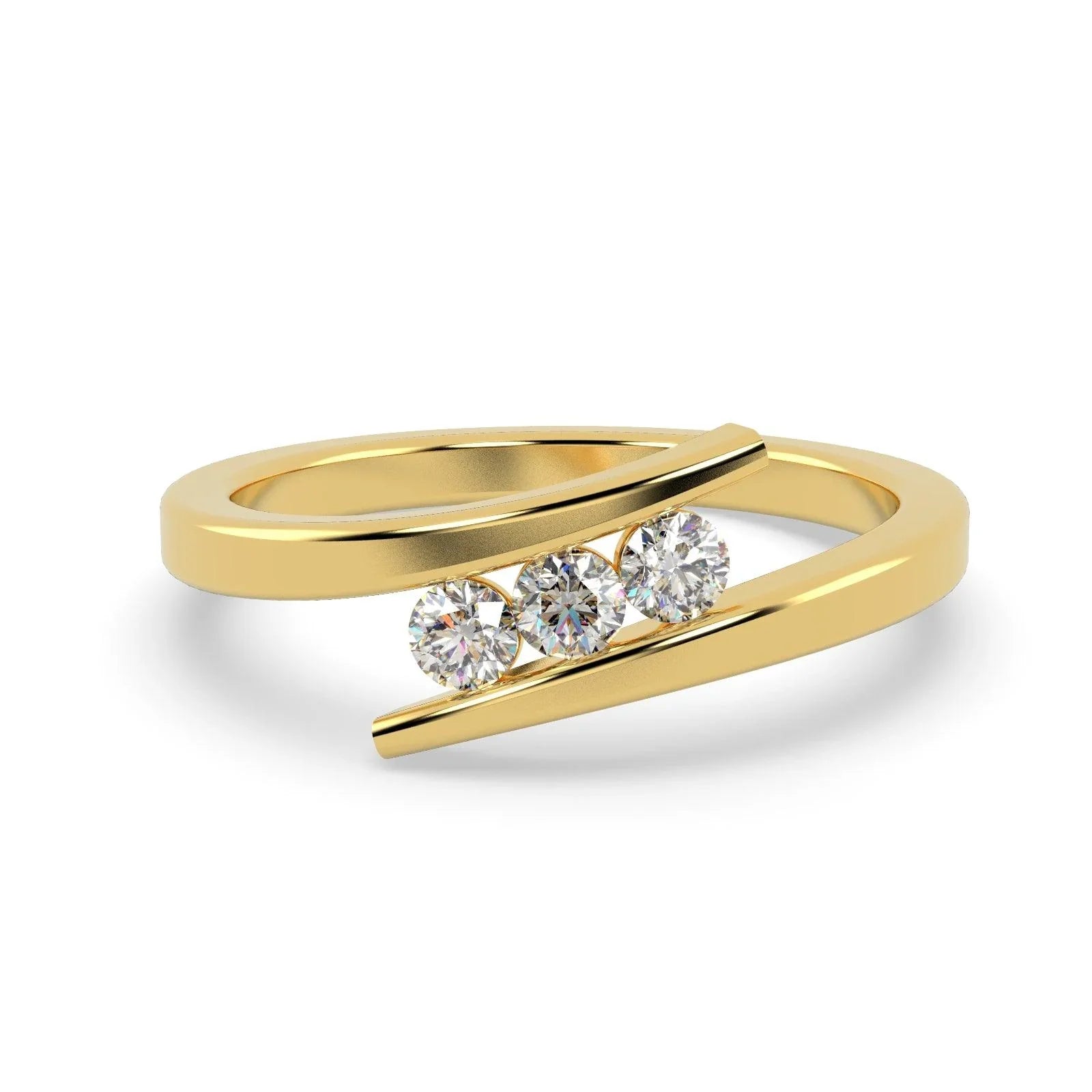 LAB DIAMOND 3 STONE TRILOGY RING 0.33CT D/VVS SET IN 9K GOLD