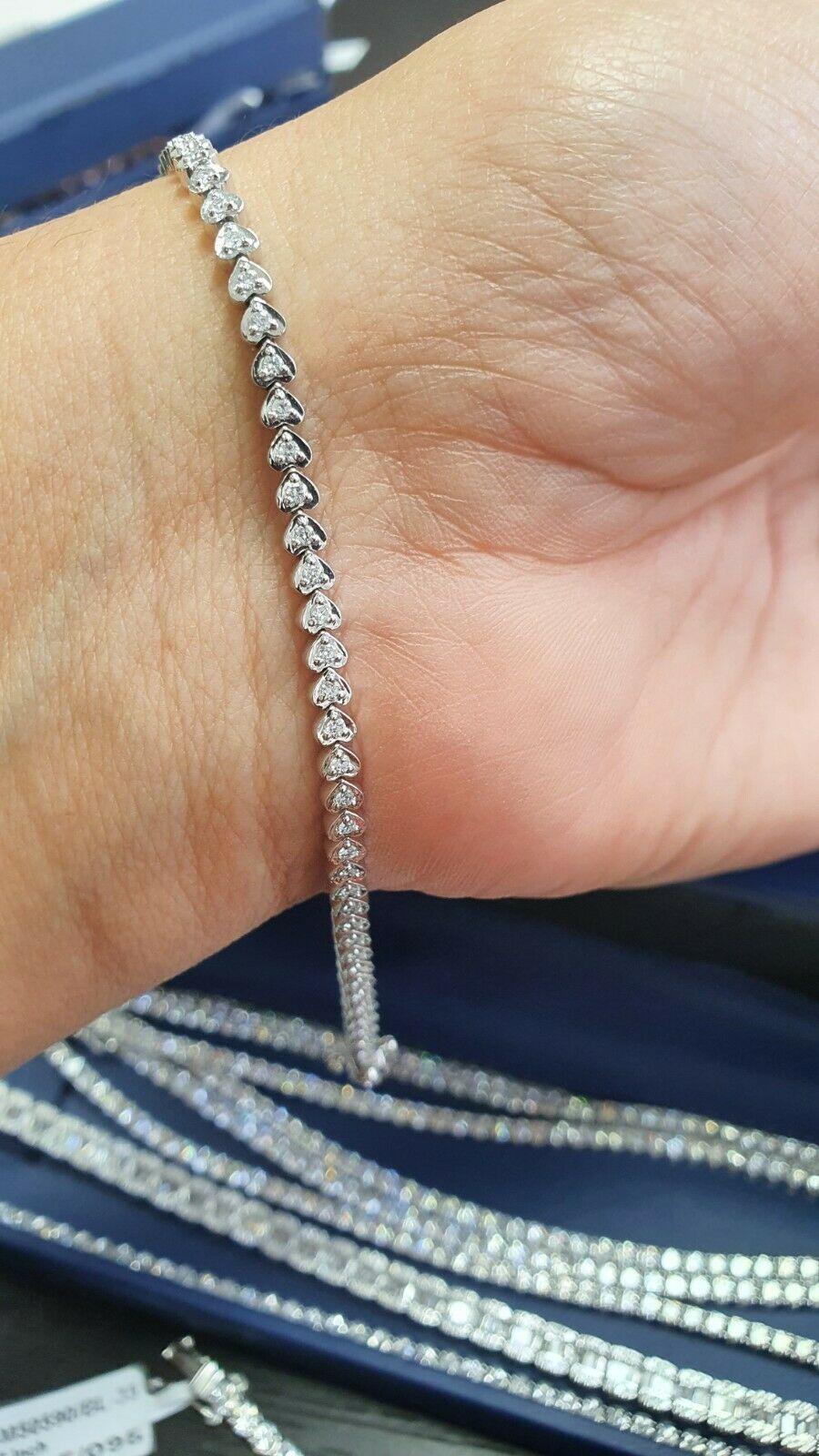 1Ct Heart Shape Round Diamond designer Tennis Bracelet in White gold - Amada Diamonds