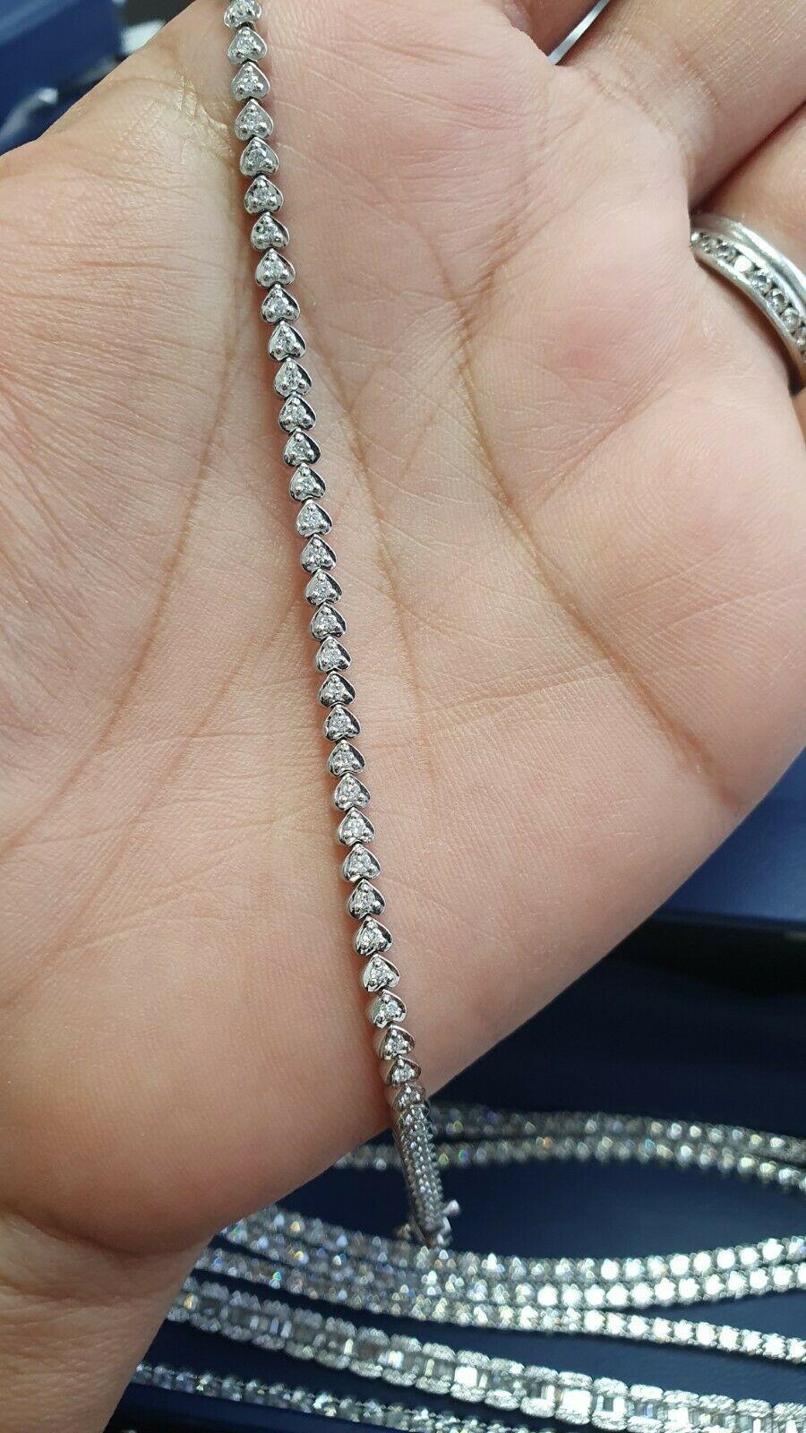 1Ct Heart Shape Round Diamond designer Tennis Bracelet in White gold - Amada Diamonds