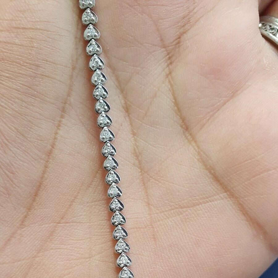 1Ct Heart Shape Round Diamond designer Tennis Bracelet in White gold