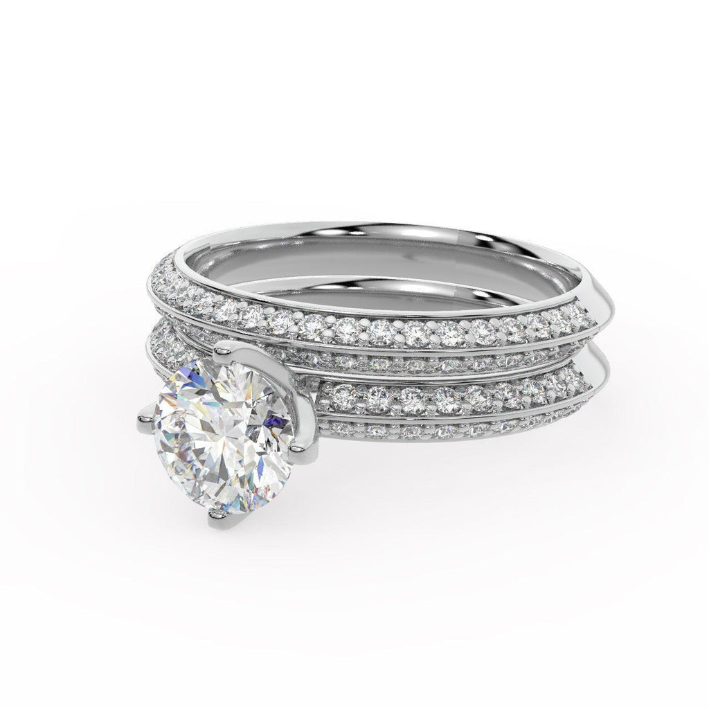 Round Diamond Knife Edge Bridal Set Engagement Ring