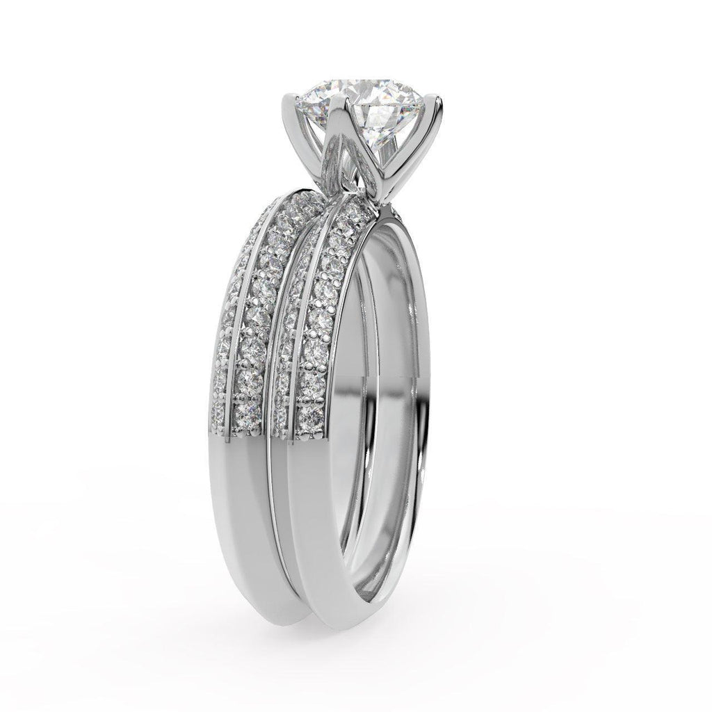 Round Diamond Knife Edge Bridal Set Engagement Ring