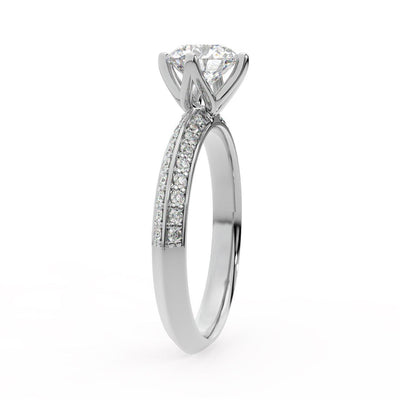 Round Diamond Knife Edge Engagement Ring