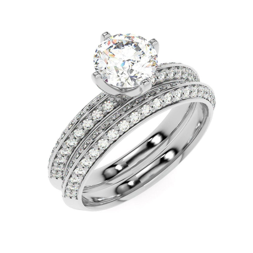 Round Diamond Knife Edge Bridal Set Engagement Ring