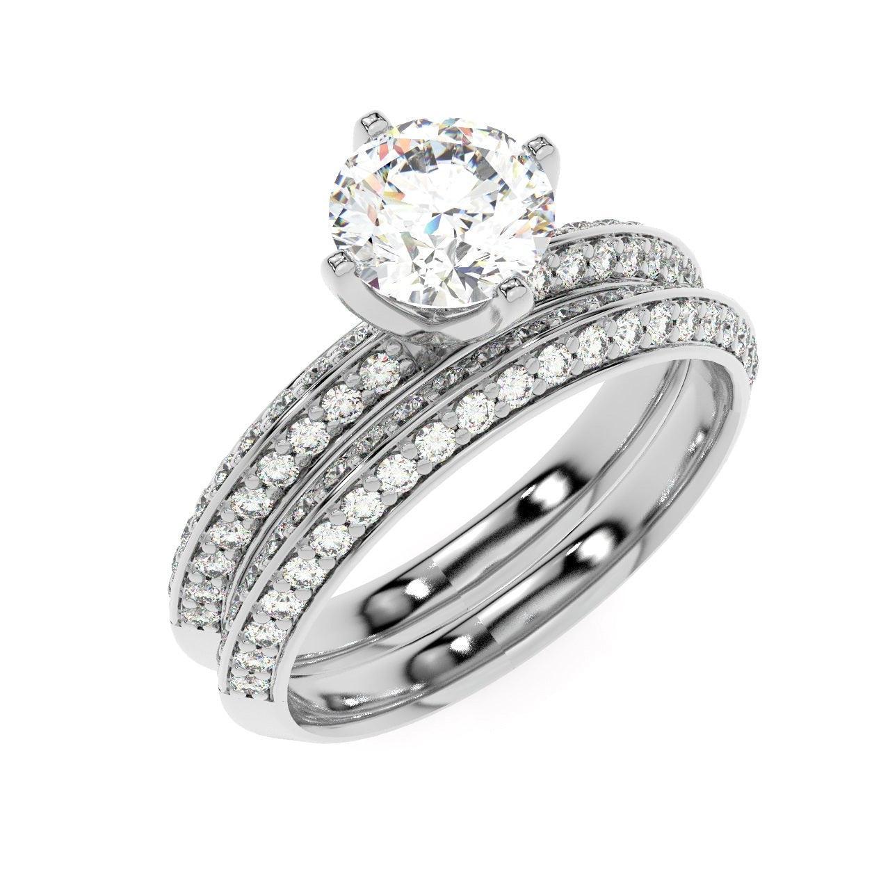 Round Diamond Knife Edge Bridal Set Engagement Ring