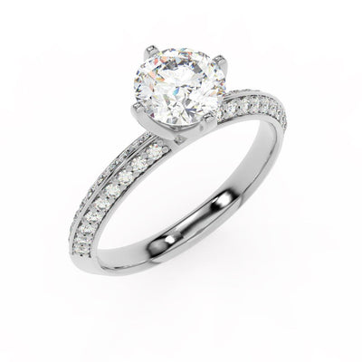 Round Diamond Knife Edge Engagement Ring