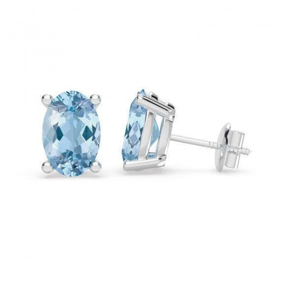 Natural 2.00 Ct Aquamarine Stud Earring in White Gold