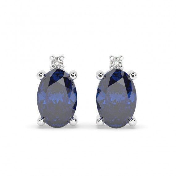 0.60 Ct Sapphire & Diamond Designer Earrings in White Gold