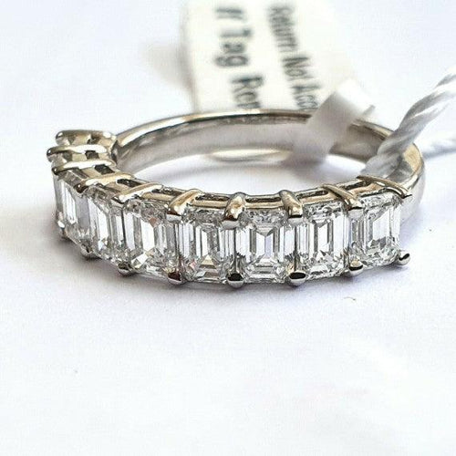 2.00 Ct Emerald Diamond Prong setting Half Eternity anniversary Ring, 950 Platinum