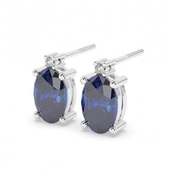 0.60 Ct Sapphire & Diamond Designer Earrings in White Gold