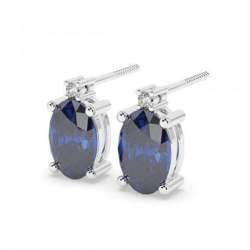 0.60 Ct Sapphire & Diamond Designer Earrings in White Gold