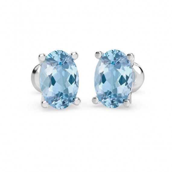 Natural 2.00 Ct Aquamarine Stud Earring in White Gold