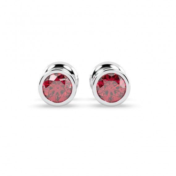 Top Most Quality 1.00 Carat Ruby Bezel Set Stud Earring In White Gold