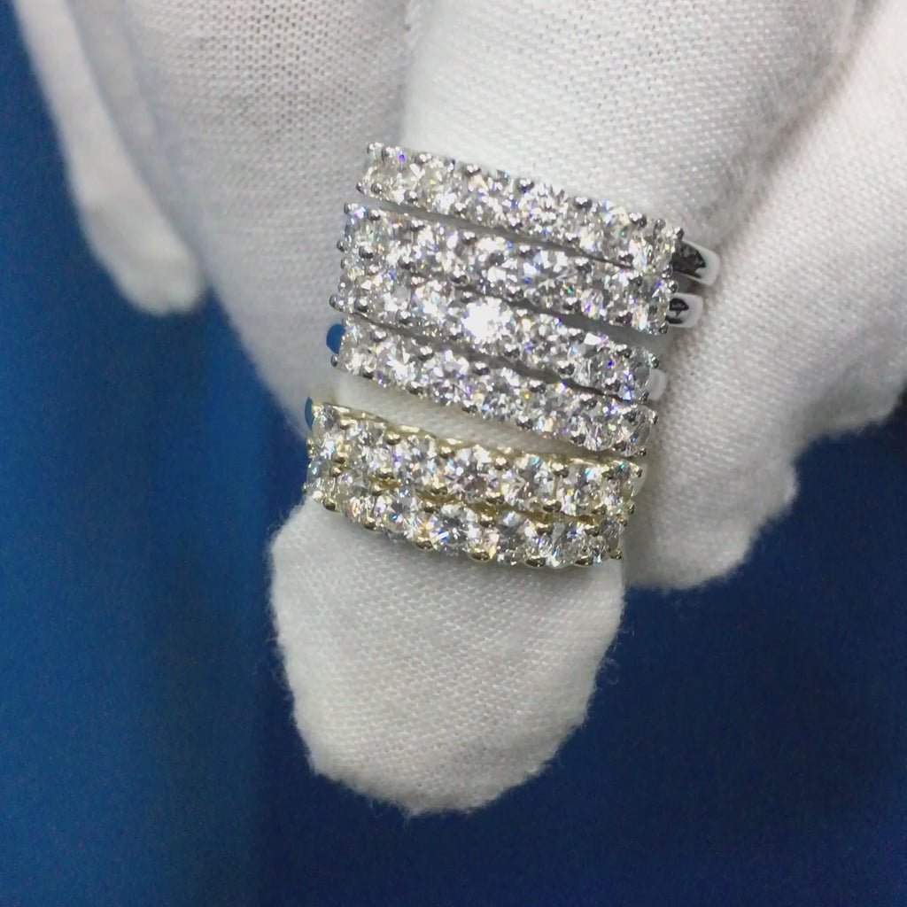 D/VVS 0.75Carat 7 Round Diamond Wedding Eternity Ring for Women's