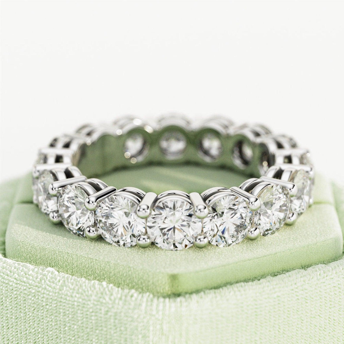 Round Diamond Claw Set Full Eternity Ring for Women's - 3.00Carat - 6.00Carat - D/VVS