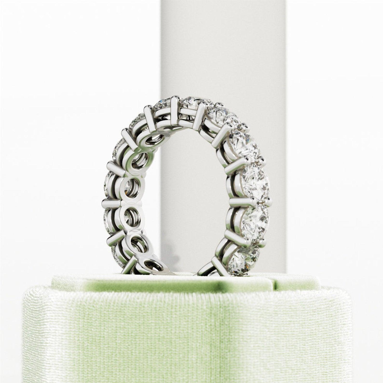Round Diamond Claw Set Full Eternity Ring for Women's - 3.00Carat - 6.00Carat - D/VVS
