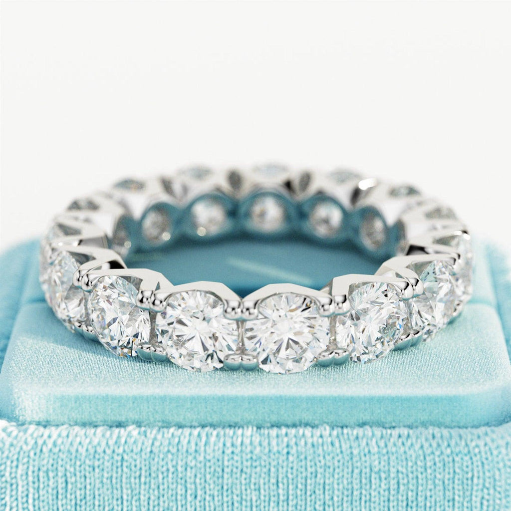 Round Diamond V Prong Full Eternity Ring for Women's - 4.00Carat - 6.00Carat - D/VVS