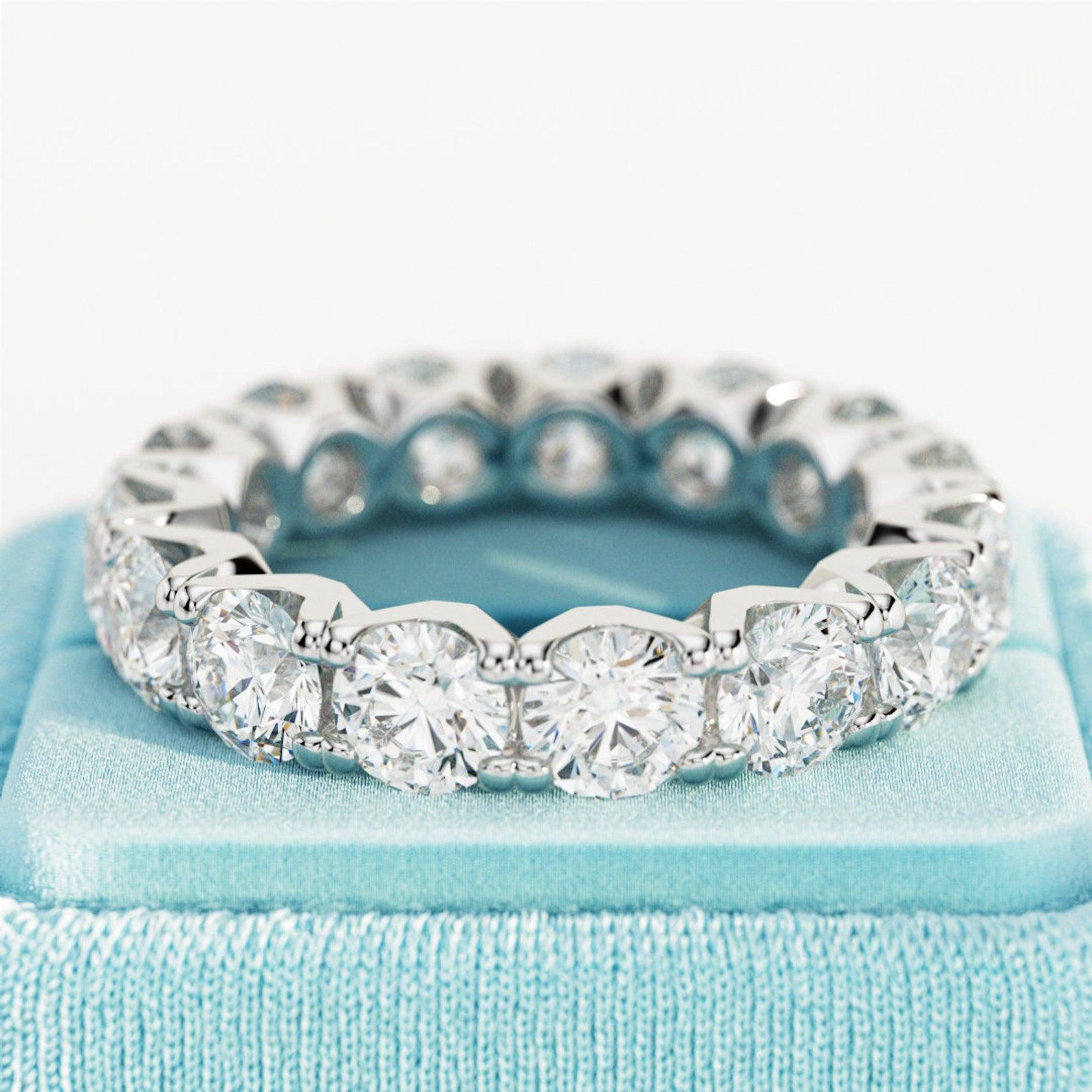 Round Diamond V Prong Full Eternity Ring for Women's - 4.00Carat - 6.00Carat - D/VVS