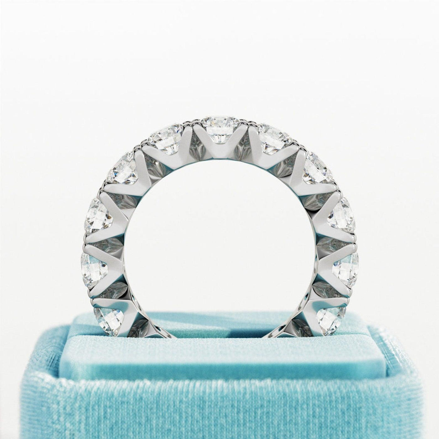 Round Diamond V Prong Full Eternity Ring for Women's - 4.00Carat - 6.00Carat - D/VVS