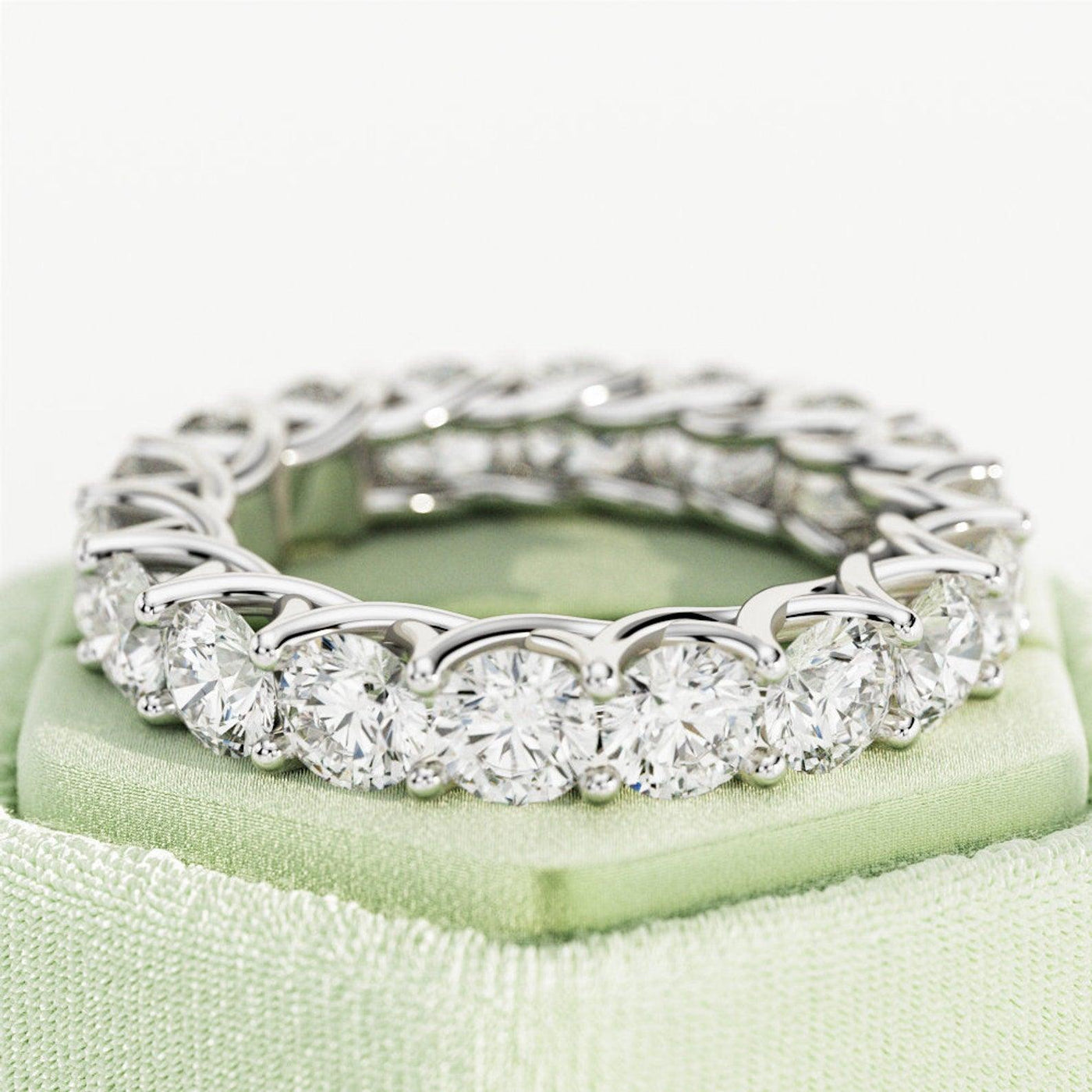 Round Diamond Claw Set Full Eternity Ring for Women's - 4.00Carat - 6.00Carat - D/VVS