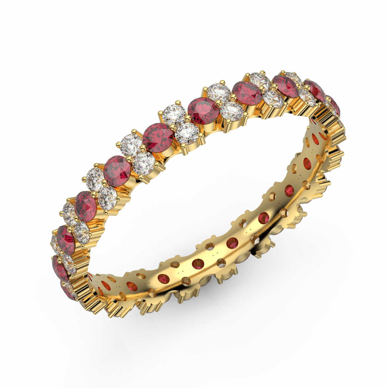 Ruby and Diamond Garland Full Eternity Ring 1.50Ct