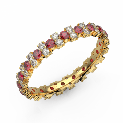 Ruby and Diamond Garland Full Eternity Ring 1.50Ct