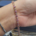 6.00ct Round Sapphire & Diamond Tennis Bracelet - 18k Rose Gold