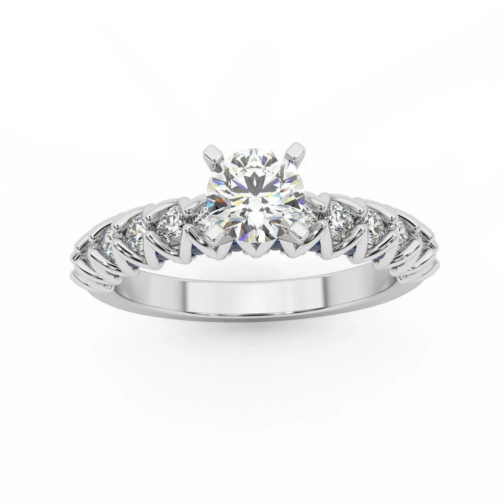 Round Diamond & Sapphire Designer Engagement Ring
