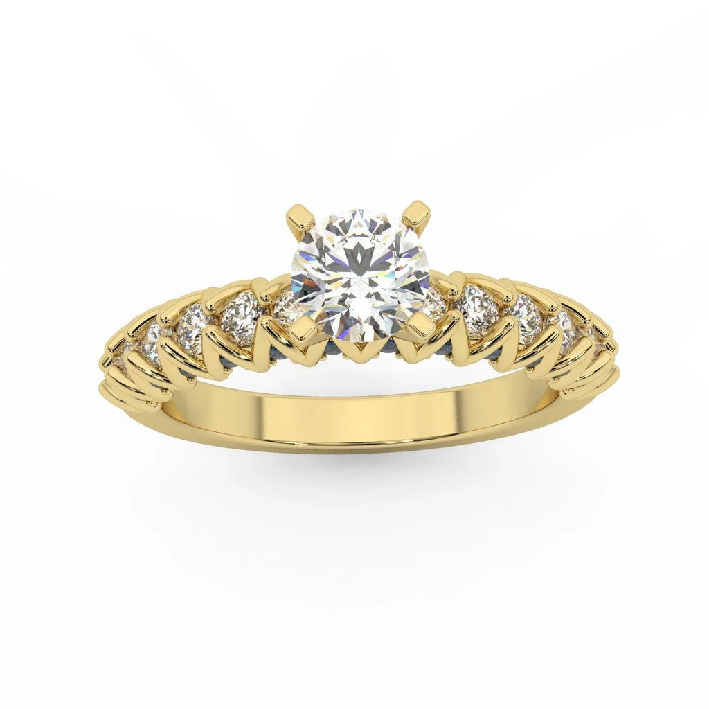 Round Diamond & Sapphire Designer Engagement Ring