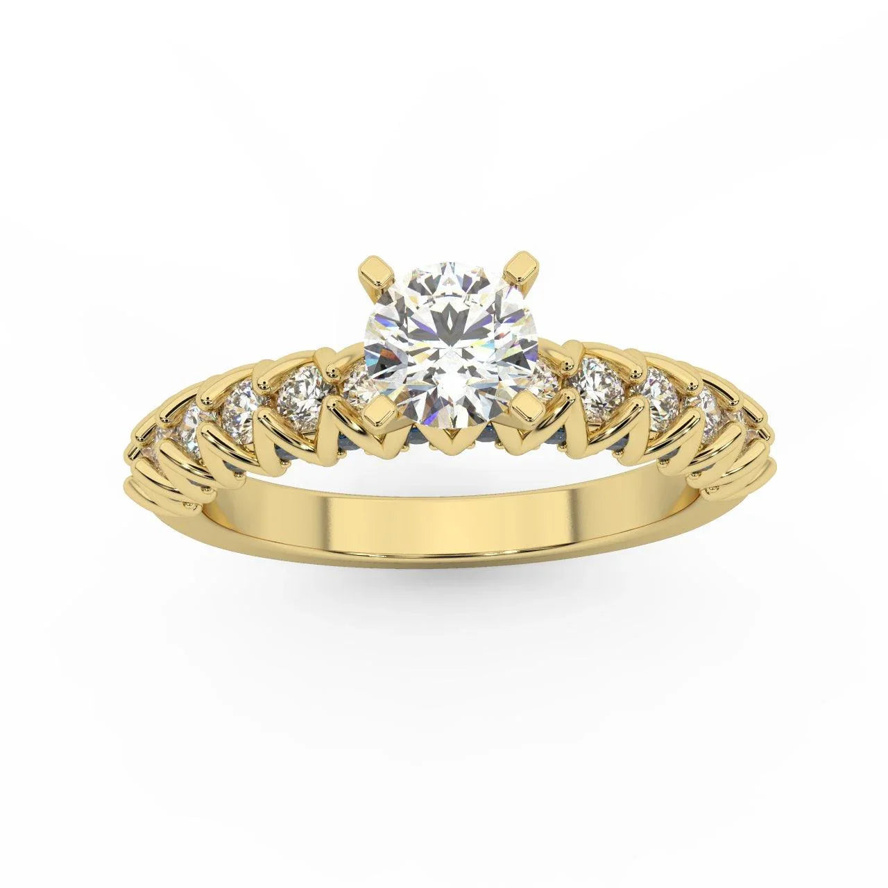 Round Diamond & Sapphire Designer Engagement Ring