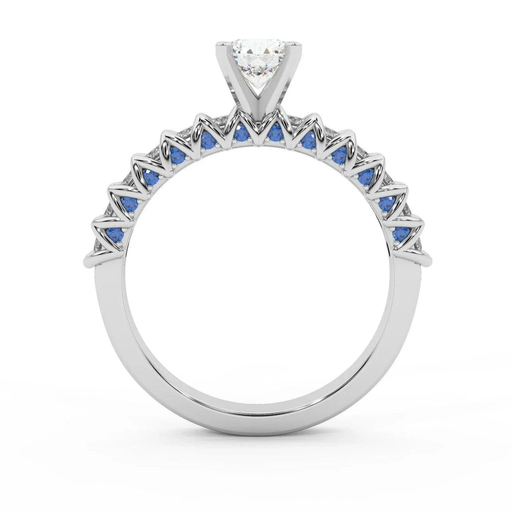 Round Diamond & Sapphire Designer Engagement Ring