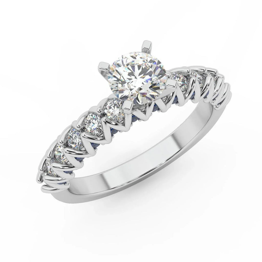 Round Diamond & Sapphire Designer Engagement Ring