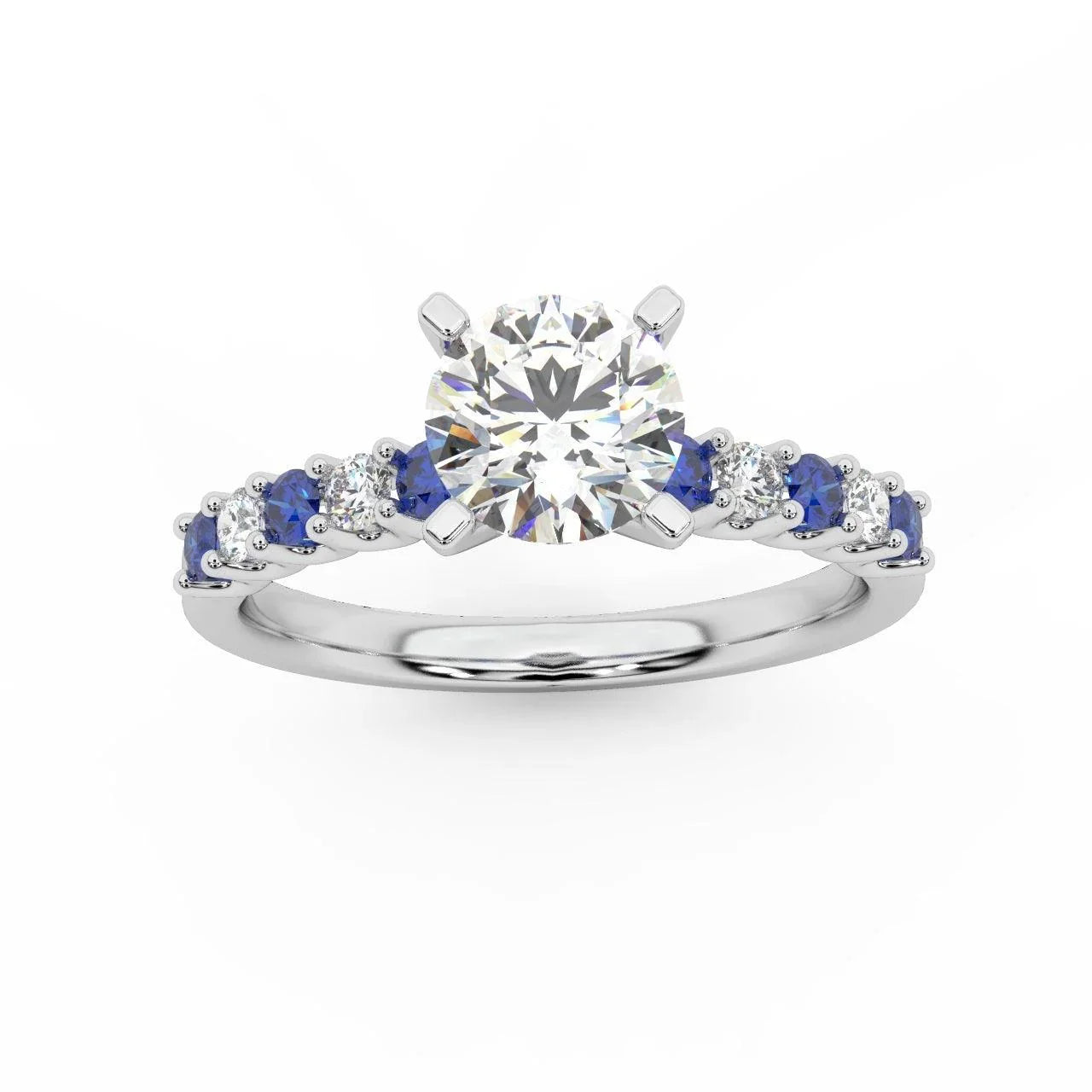 Round Diamond & Sapphire Engagement Ring