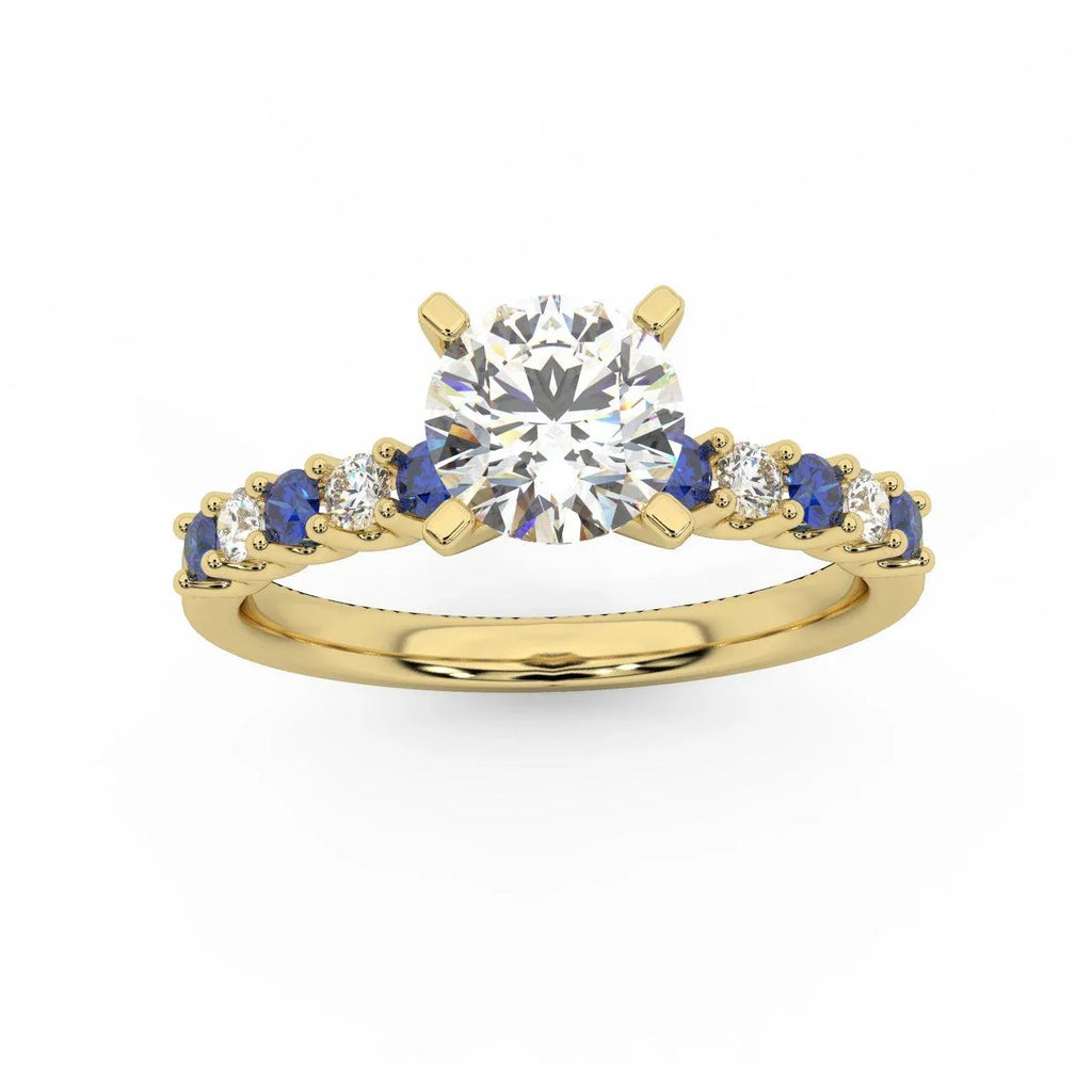 Round Diamond & Sapphire Engagement Ring