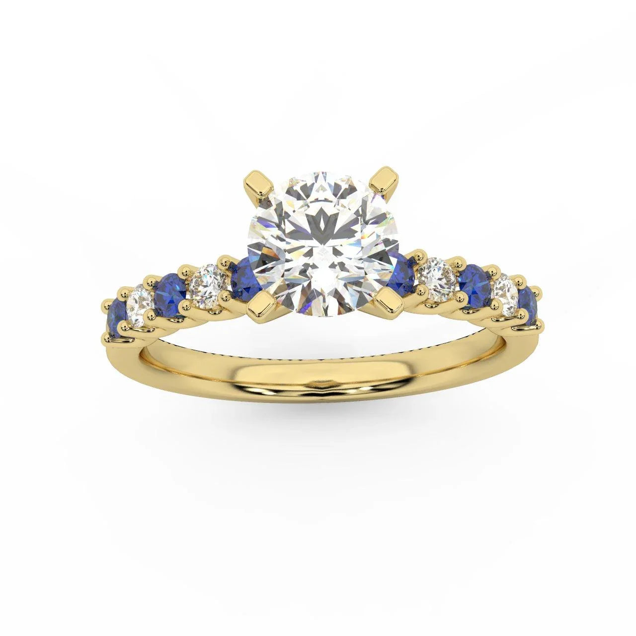 Round Diamond & Sapphire Engagement Ring